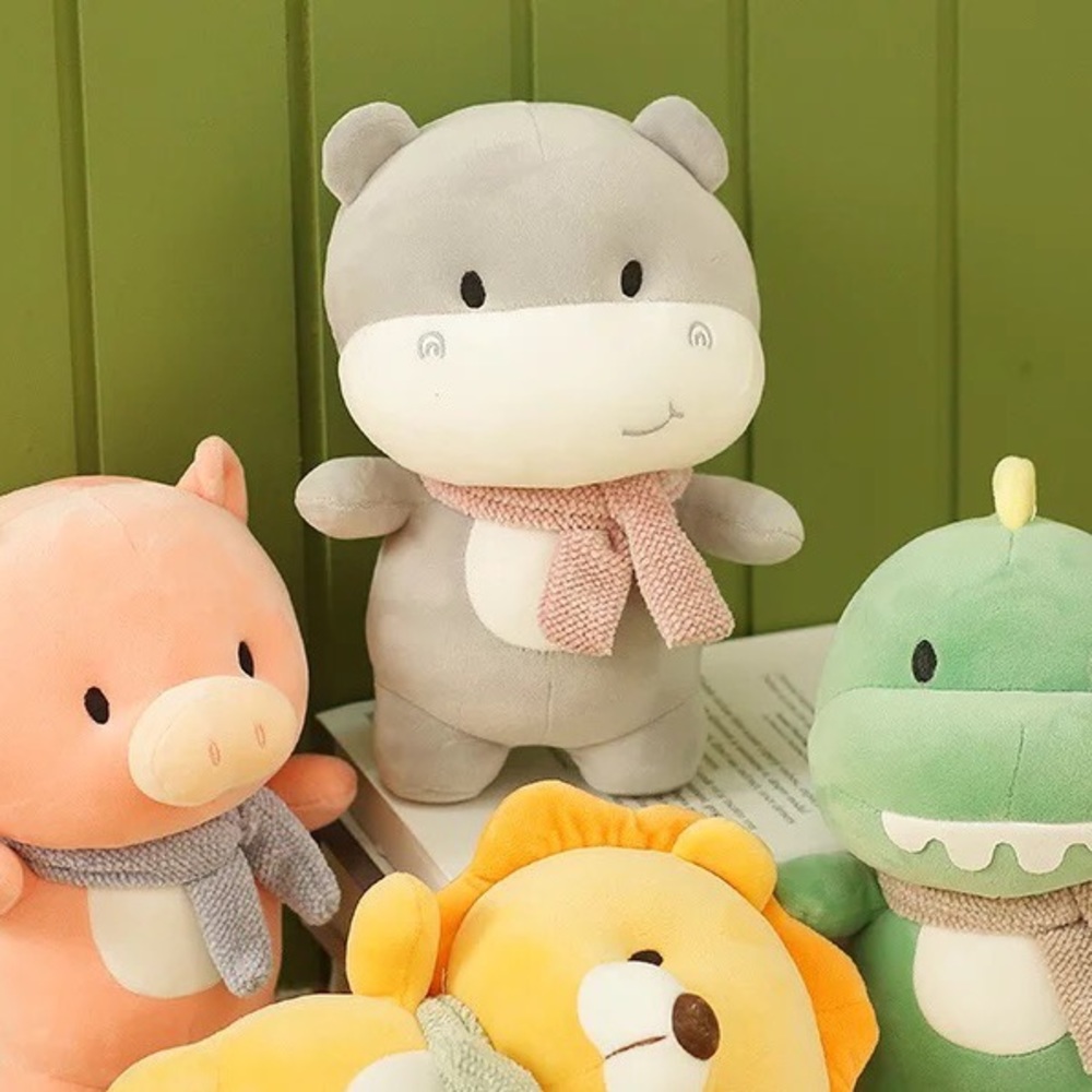 Stuffed animal plush doll hippo adults kids home decor scarf soft Kawaii…
